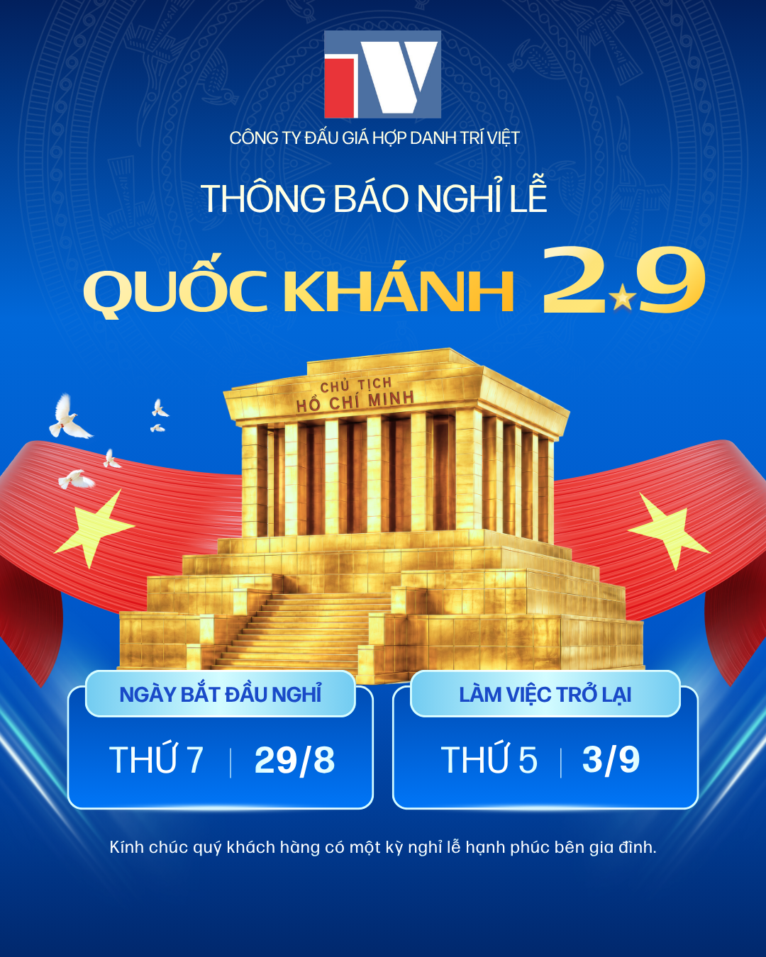 THÔNG BÁO NGHỈ LỄ QUỐC KHÁNH 02/9